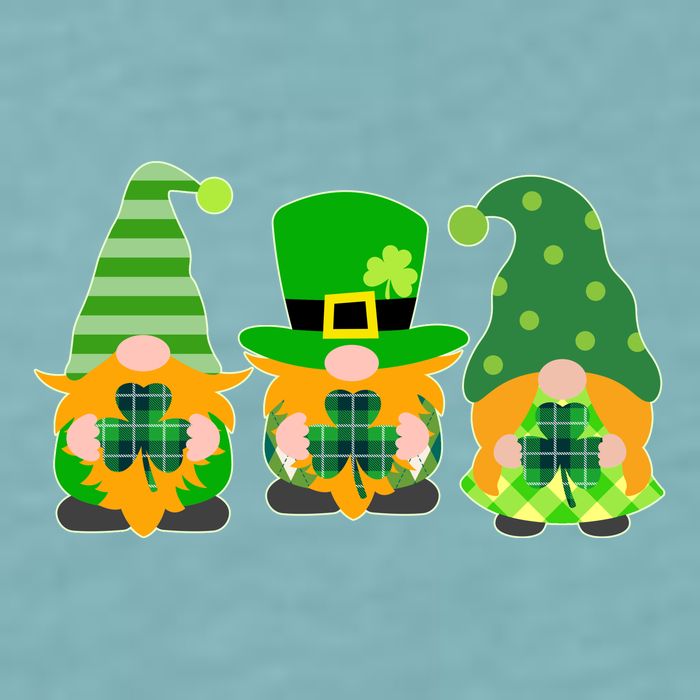 Cute St Patrick's Day Shamrock Gnomes Multi Patterns Sueded Cloud Jersey T-Shirt