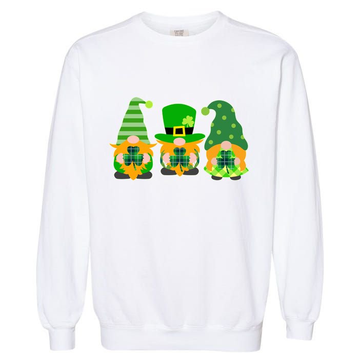 Cute St Patrick's Day Shamrock Gnomes Multi Patterns Garment-Dyed Sweatshirt