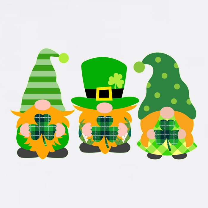 Cute St Patrick's Day Shamrock Gnomes Multi Patterns Garment-Dyed Sweatshirt