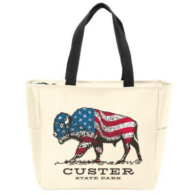 Custer State Park South Dakota Buffalo Roundup Patriotic Zip Tote Bag