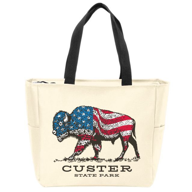 Custer State Park South Dakota Buffalo Roundup Patriotic Zip Tote Bag