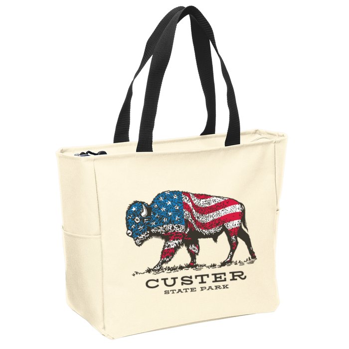 Custer State Park South Dakota Buffalo Roundup Patriotic Zip Tote Bag