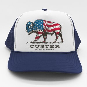 Custer State Park South Dakota Buffalo Roundup Patriotic Trucker Hat