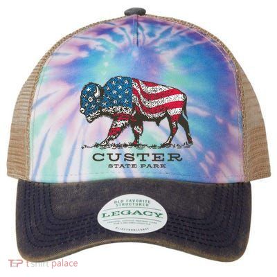 Custer State Park South Dakota Buffalo Roundup Patriotic Legacy Tie Dye Trucker Hat