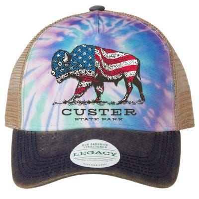 Custer State Park South Dakota Buffalo Roundup Patriotic Legacy Tie Dye Trucker Hat