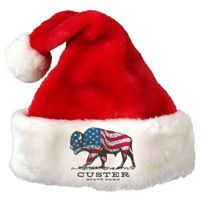 Custer State Park South Dakota Buffalo Roundup Patriotic Premium Christmas Santa Hat