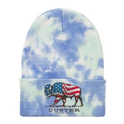 Custer State Park South Dakota Buffalo Roundup Patriotic Tie Dye 12in Knit Beanie