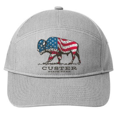 Custer State Park South Dakota Buffalo Roundup Patriotic 7-Panel Snapback Hat