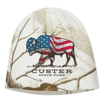 Custer State Park South Dakota Buffalo Roundup Patriotic Kati - Camo Knit Beanie