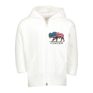 Custer State Park South Dakota Buffalo Roundup Patriotic Toddler Zip Fleece Hoodie