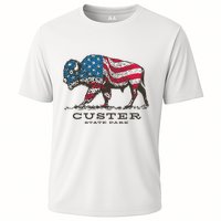 Custer State Park South Dakota Buffalo Roundup Patriotic Cooling Performance Crew T-Shirt
