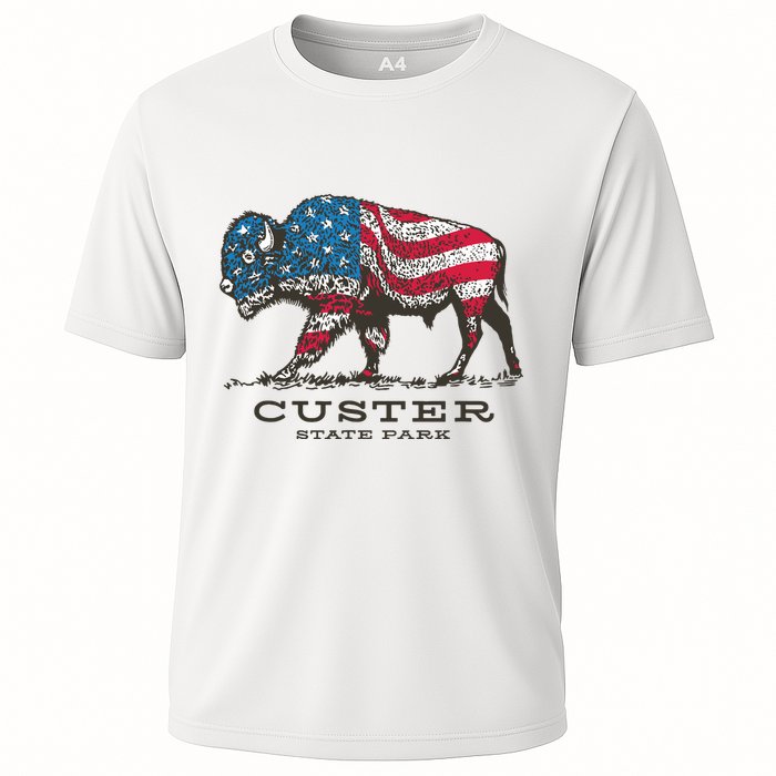 Custer State Park South Dakota Buffalo Roundup Patriotic Cooling Performance Crew T-Shirt