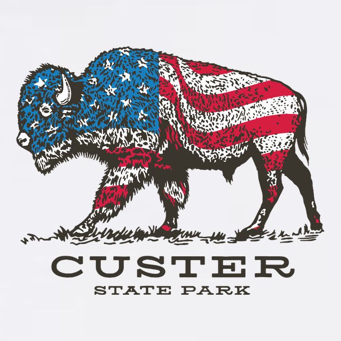 Custer State Park South Dakota Buffalo Roundup Patriotic Cooling Performance Crew T-Shirt