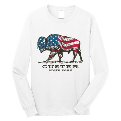 Custer State Park South Dakota Buffalo Roundup Patriotic Long Sleeve Shirt