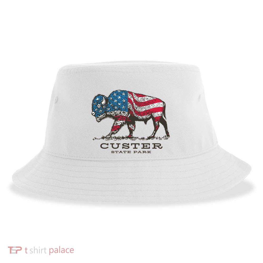 Custer State Park South Dakota Buffalo Roundup Patriotic Sustainable Bucket Hat