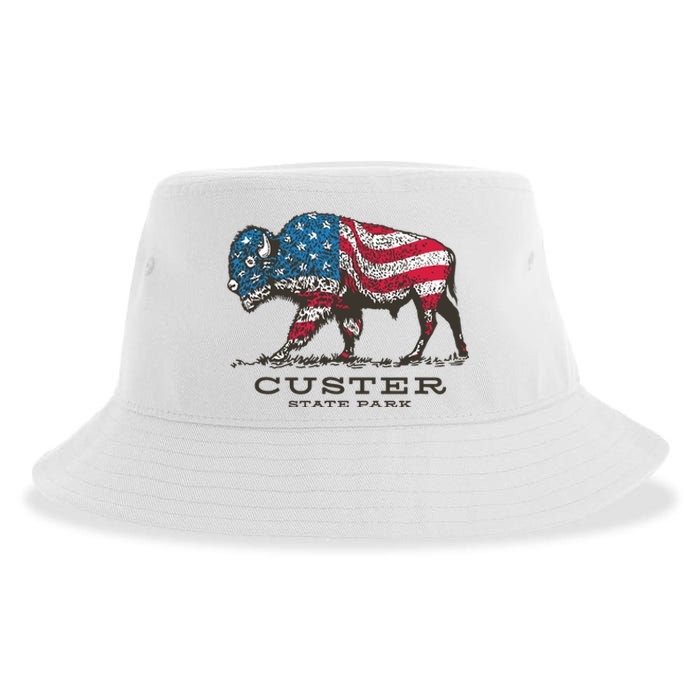 Custer State Park South Dakota Buffalo Roundup Patriotic Sustainable Bucket Hat