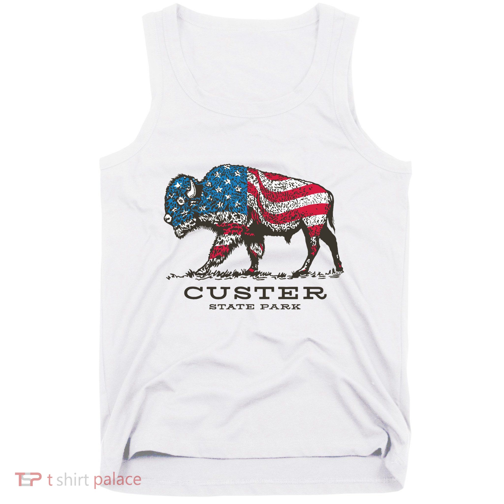 Custer State Park South Dakota Buffalo Roundup Patriotic Tank Top