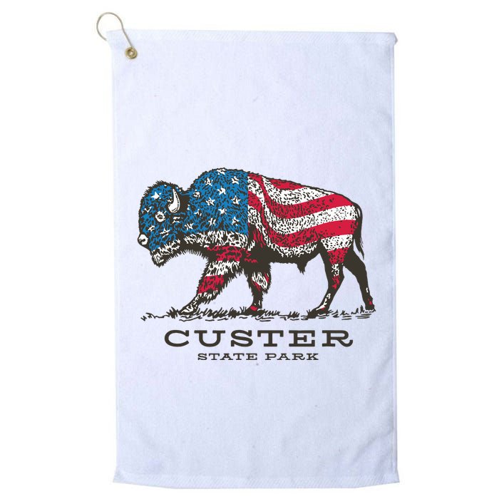 Custer State Park South Dakota Buffalo Roundup Patriotic Golf Towel