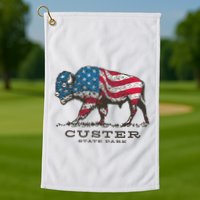 Custer State Park South Dakota Buffalo Roundup Patriotic Golf Towel