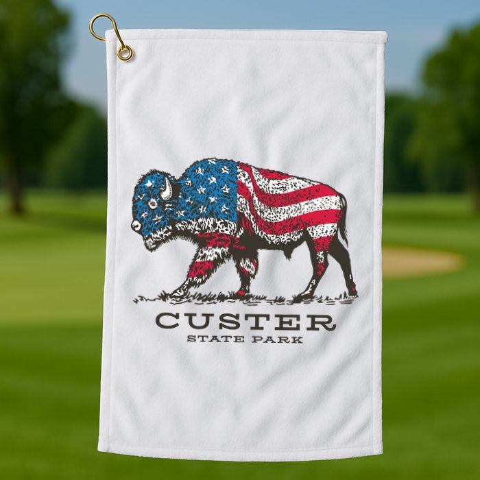 Custer State Park South Dakota Buffalo Roundup Patriotic Golf Towel