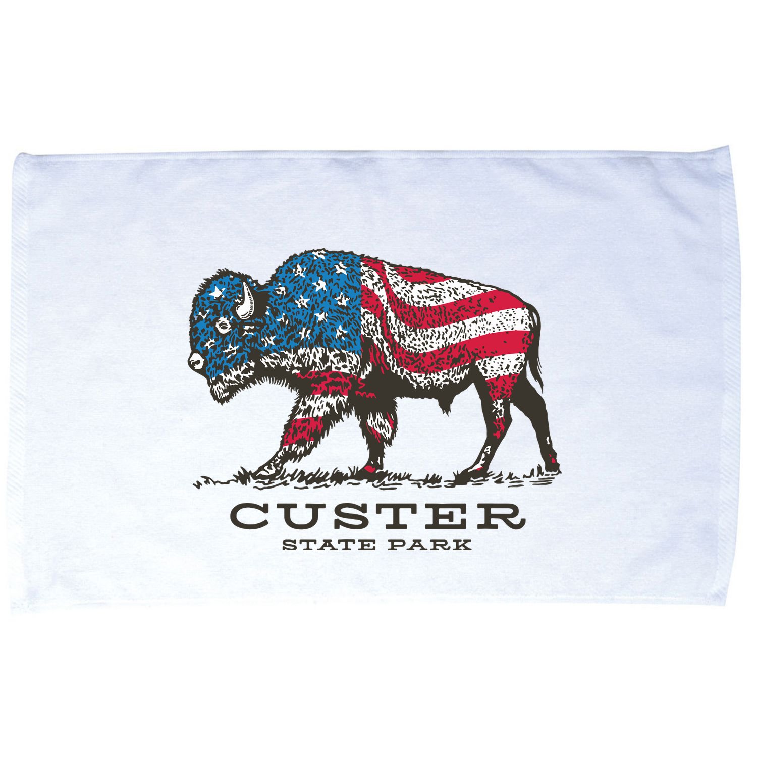 Custer State Park South Dakota Buffalo Roundup Patriotic Microfiber Hand Towel