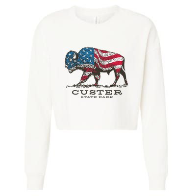 Custer State Park South Dakota Buffalo Roundup Patriotic Cropped Pullover Crew