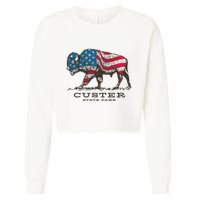 Custer State Park South Dakota Buffalo Roundup Patriotic Cropped Pullover Crew