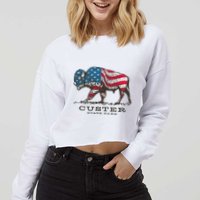 Custer State Park South Dakota Buffalo Roundup Patriotic Cropped Pullover Crew