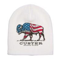 Custer State Park South Dakota Buffalo Roundup Patriotic Short Acrylic Beanie