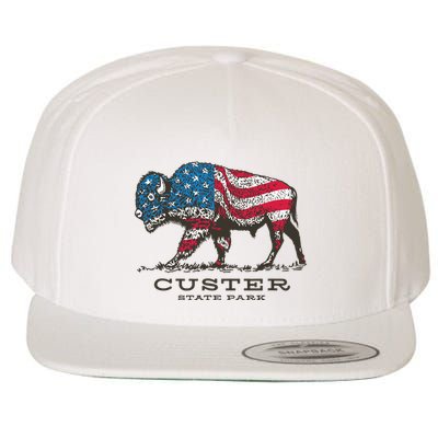 Custer State Park South Dakota Buffalo Roundup Patriotic Wool Snapback Cap