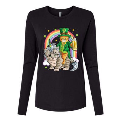 Cat St Patricks Day Leprechaun Riding Caticorn Unicorn Womens Cotton Relaxed Long Sleeve T-Shirt