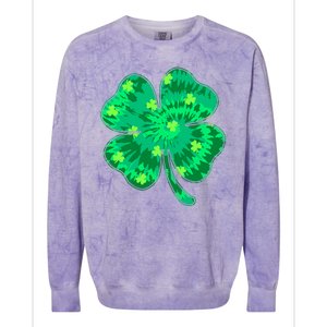 Cute St Patricks Day Tie Dye Shamrock Clover Colorblast Crewneck Sweatshirt