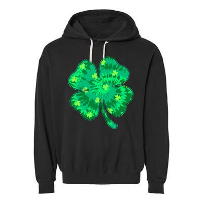 Cute St Patricks Day Tie Dye Shamrock Clover Garment-Dyed Fleece Hoodie