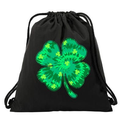 Cute St Patricks Day Tie Dye Shamrock Clover Drawstring Bag