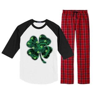 Cute St Patricks Day Tie Dye Shamrock Clover Raglan Sleeve Pajama Set