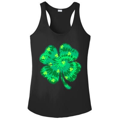 Cute St Patricks Day Tie Dye Shamrock Clover Ladies PosiCharge Competitor Racerback Tank