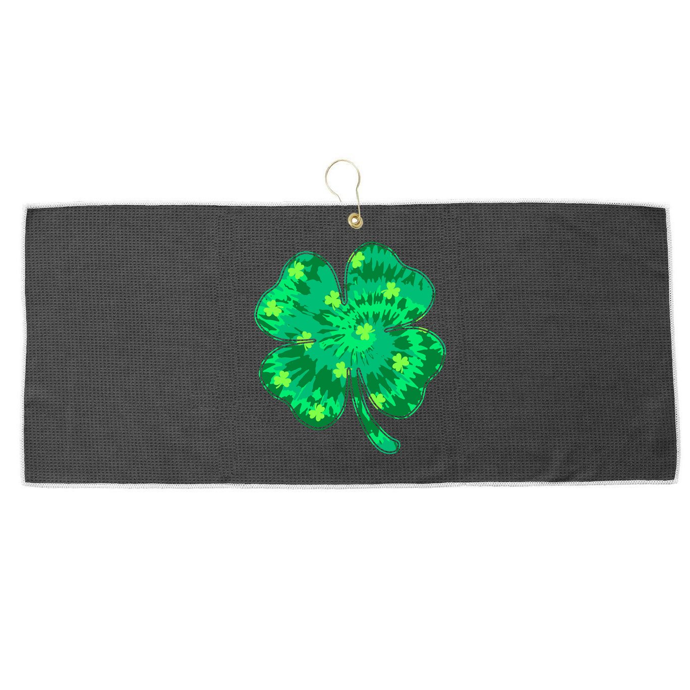 Cute St Patricks Day Tie Dye Shamrock Clover Large Microfiber Waffle Golf Towel
