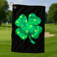 Cute St Patricks Day Tie Dye Shamrock Clover Golf Towel