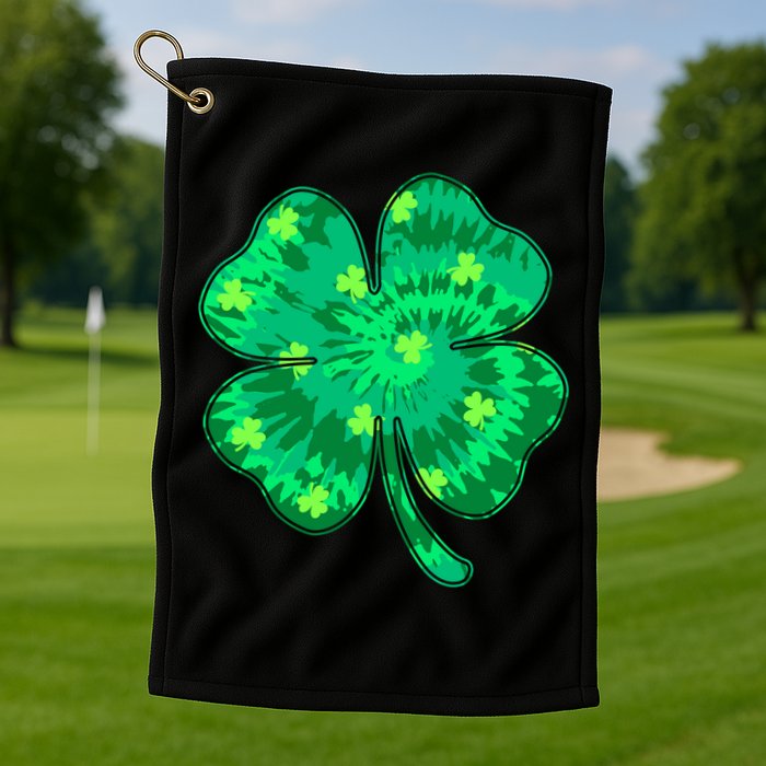 Cute St Patricks Day Tie Dye Shamrock Clover Golf Towel
