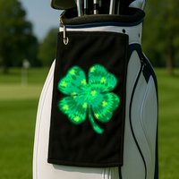 Cute St Patricks Day Tie Dye Shamrock Clover Golf Towel