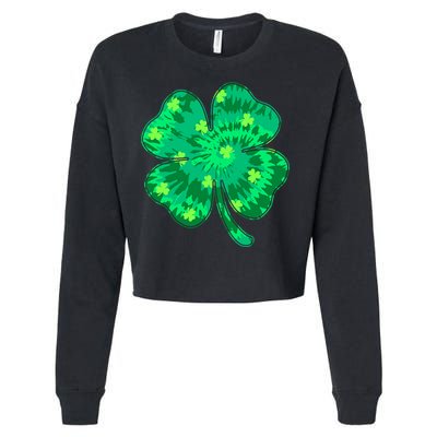 Cute St Patricks Day Tie Dye Shamrock Clover Cropped Pullover Crew