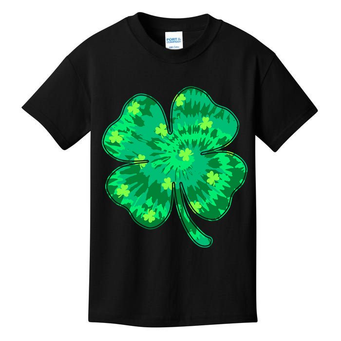 Cute St Patricks Day Tie Dye Shamrock Clover Kids T-Shirt