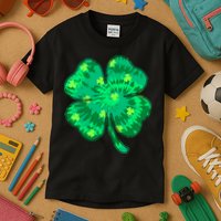 Cute St Patricks Day Tie Dye Shamrock Clover Kids T-Shirt