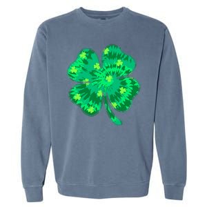 Cute St Patricks Day Tie Dye Shamrock Clover Garment-Dyed Sweatshirt