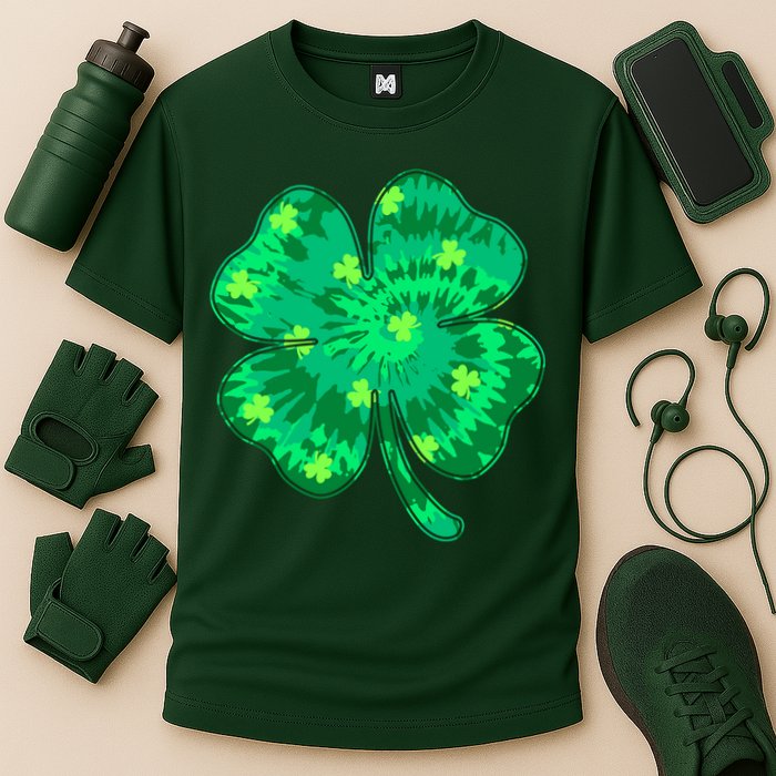 Cute St Patricks Day Tie Dye Shamrock Clover Performance Shirt
