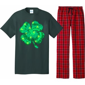 Cute St Patricks Day Tie Dye Shamrock Clover Pajama Set