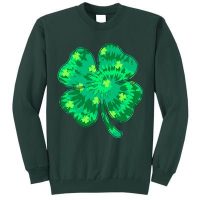 Cute St Patricks Day Tie Dye Shamrock Clover Tall Sweatshirt