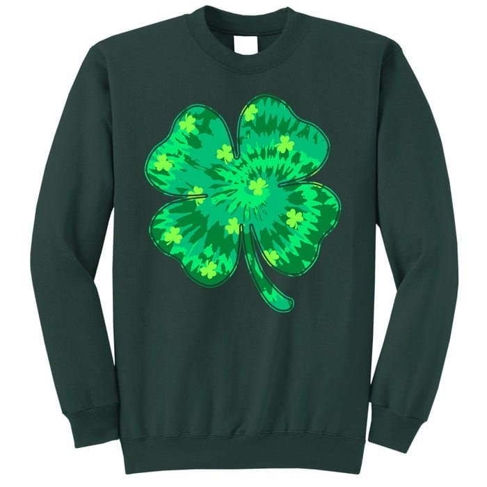 Cute St Patricks Day Tie Dye Shamrock Clover Tall Sweatshirt