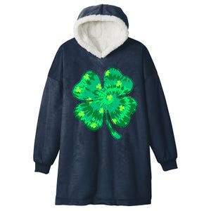 Cute St Patricks Day Tie Dye Shamrock Clover Hooded Wearable Blanket