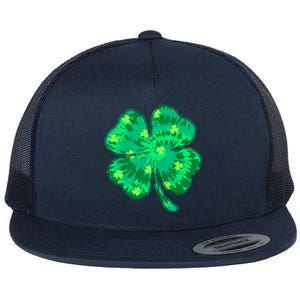 Cute St Patricks Day Tie Dye Shamrock Clover Flat Bill Trucker Hat